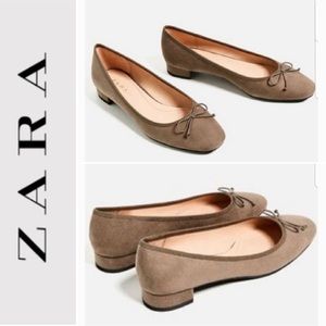 Zara Taupe Heeled Ballerina Flats